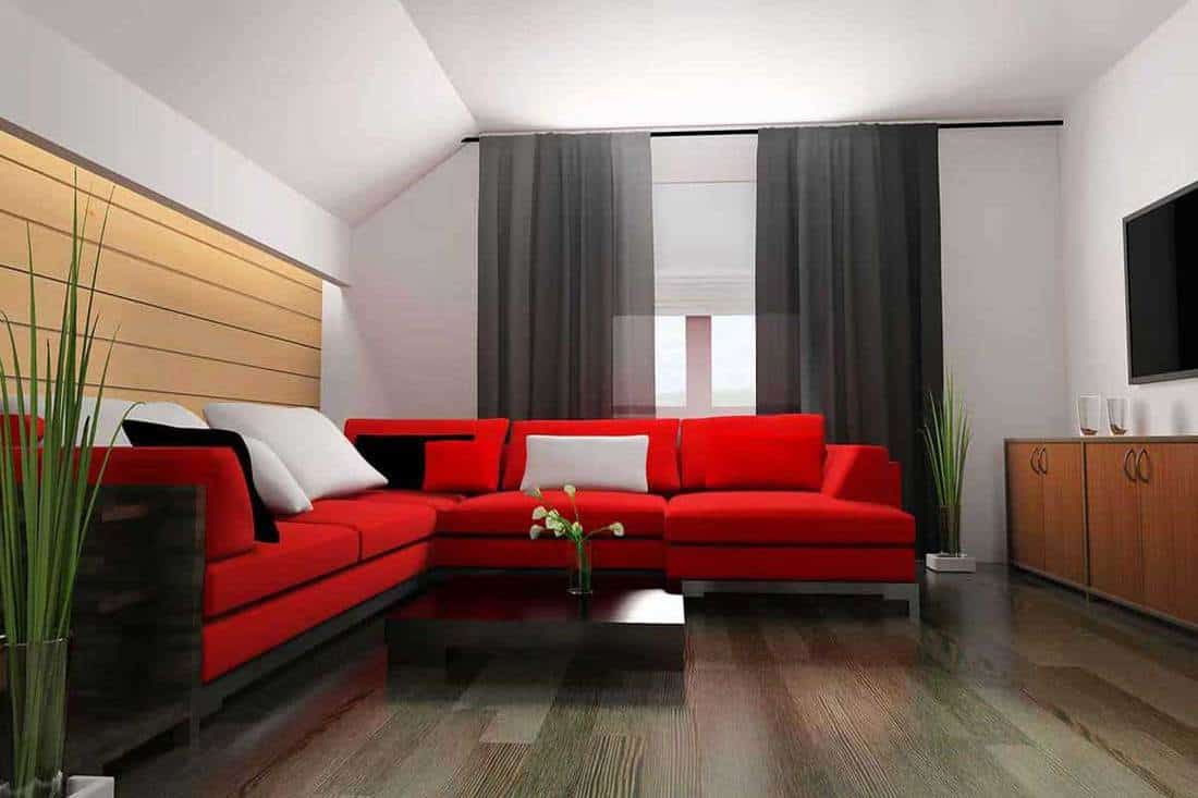 Red corner sofa in modern interior, What goes with a Red Couch? 14 Ideas with Pics