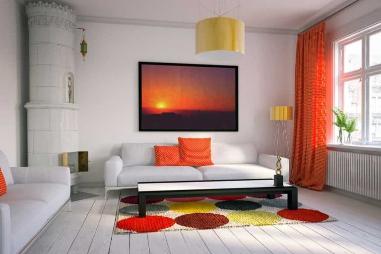 cozy Scandinavian style home interior design with orange curtains, How To Choose Curtains For Your Living Room