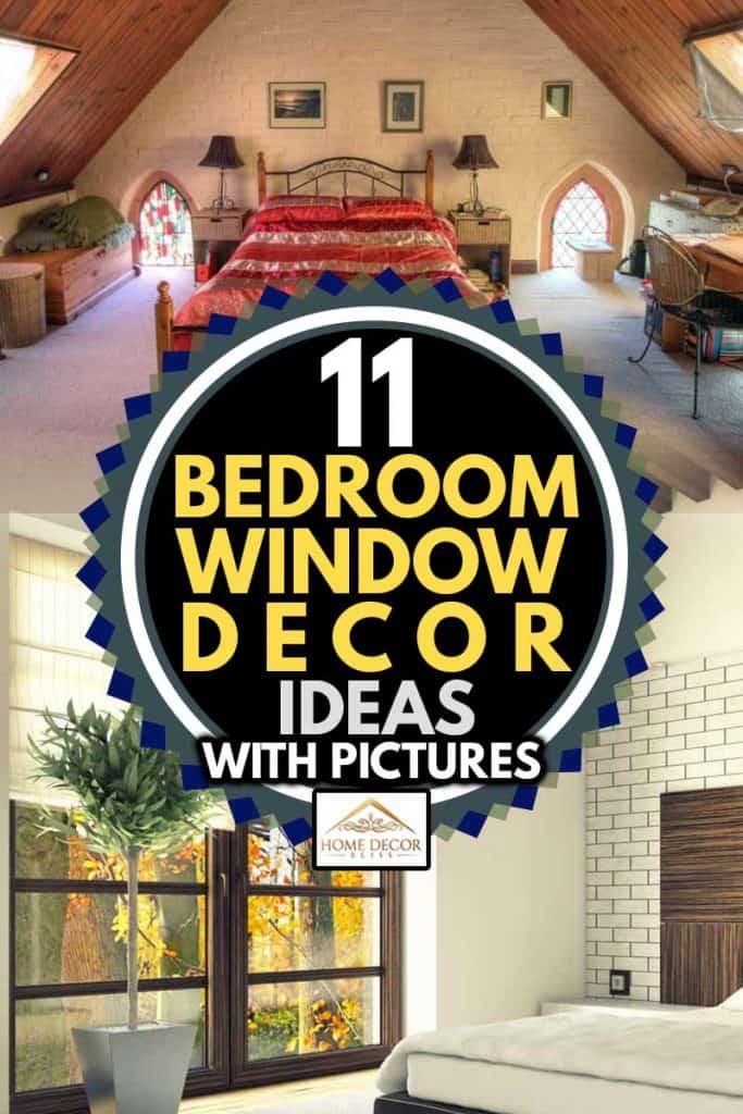 Bedroom with brick wall and large window with standing plant, 11 Bedroom Window Decor Ideas [With Pictures]