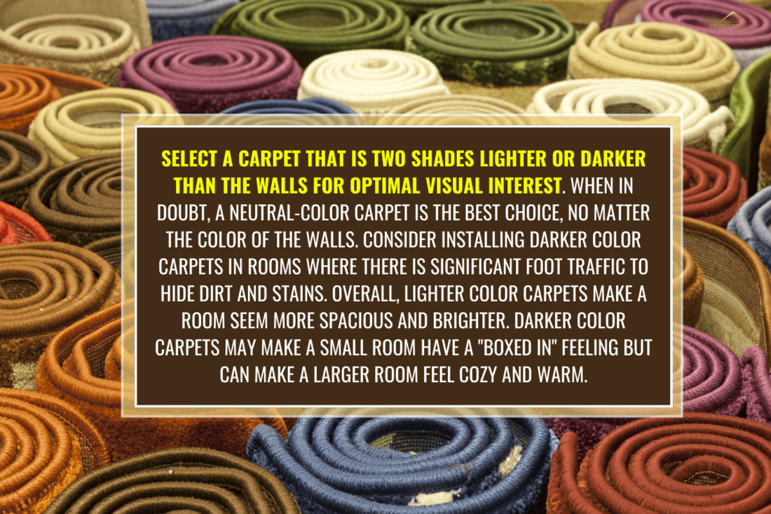 Colorful carpets in the store. - Should Carpet Be Lighter Or Darker Than Walls?