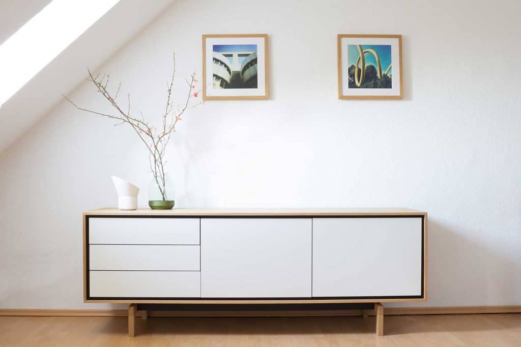 Dresser drawer in modern bright living room