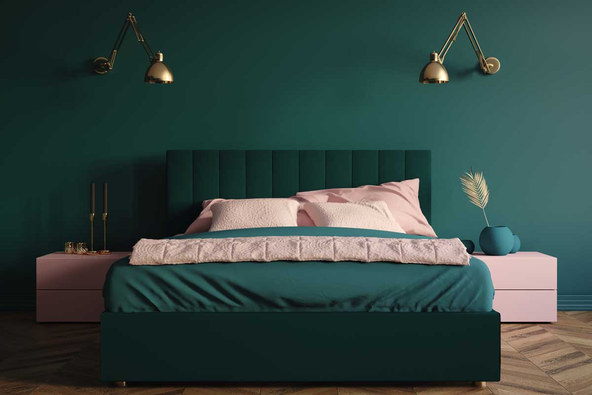 Modern dark green bedroom interior with queen size bed, How Big Is A Queen Size Bed Really?