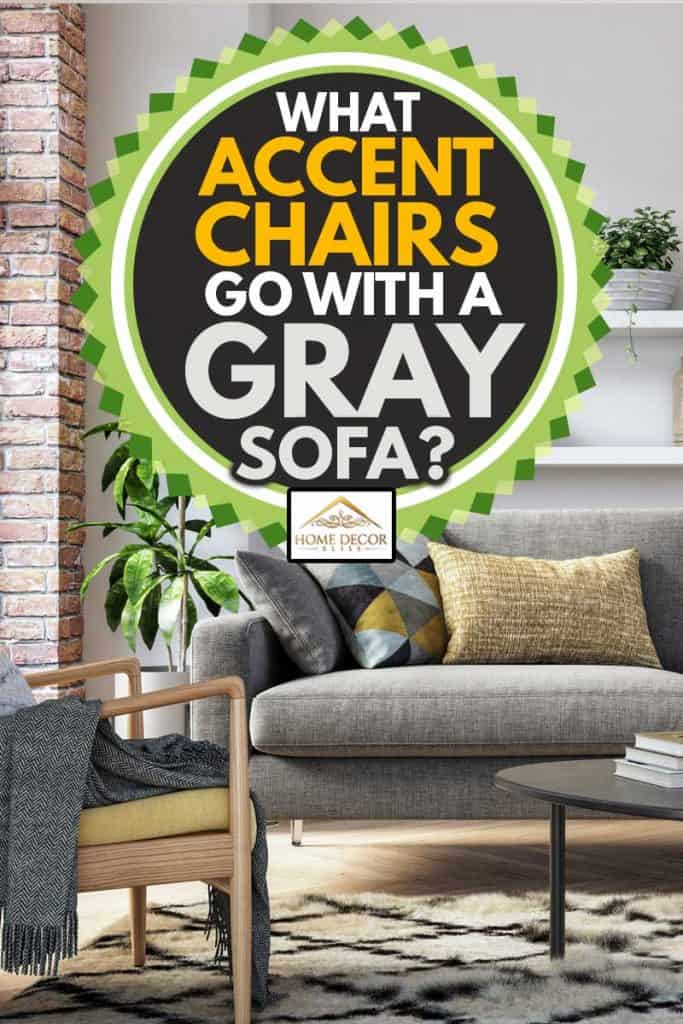 Scandinavian interior design living room 3d render with gray and yellow colored furniture and wooden elements, What Accent Chairs Go With A Gray Sofa?