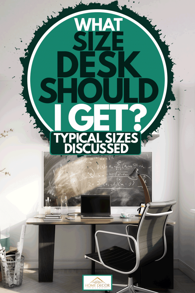 Un espace de bureau moderne avec un bureau et un ordinateur portable placé sur le dessus, quelle taille de bureau dois-je obtenir ? [Typical sizes Discussed]