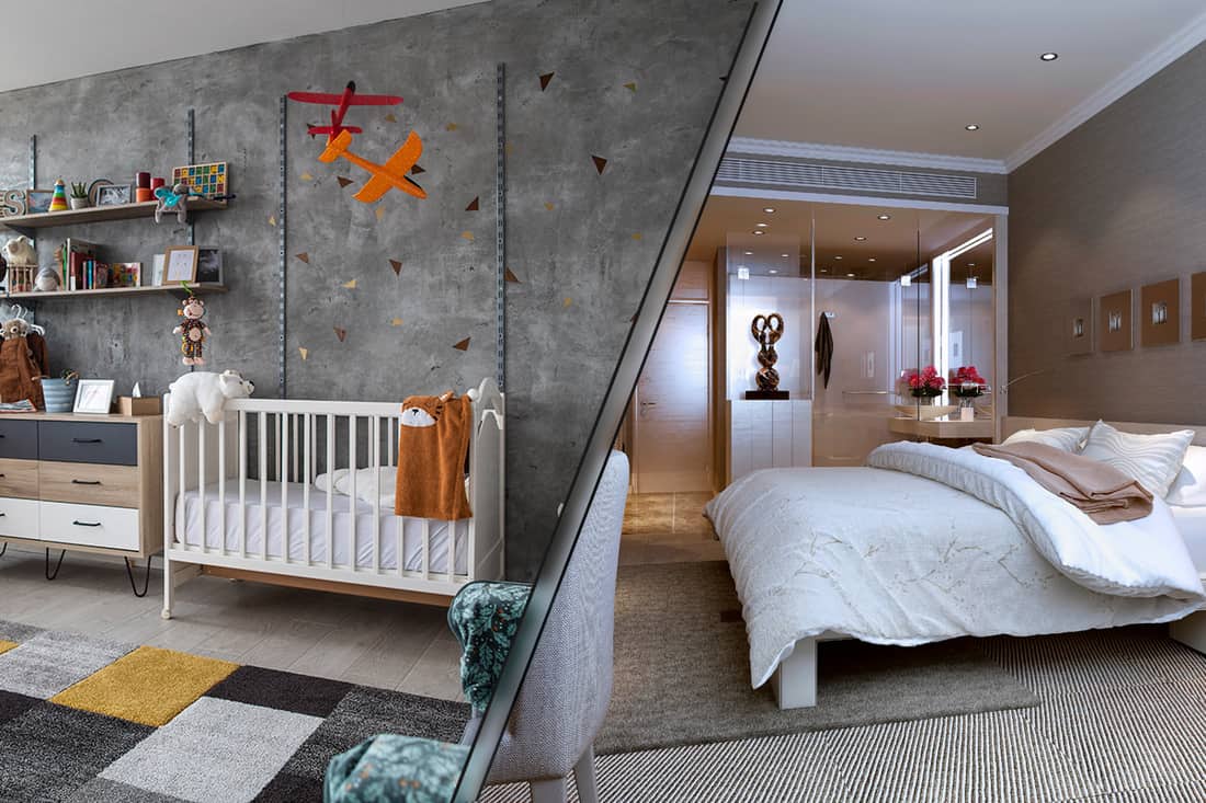 A guest room and a nursery room collaged photo, How to Combine Guest Room and Nursery [4 Crucial Tips]