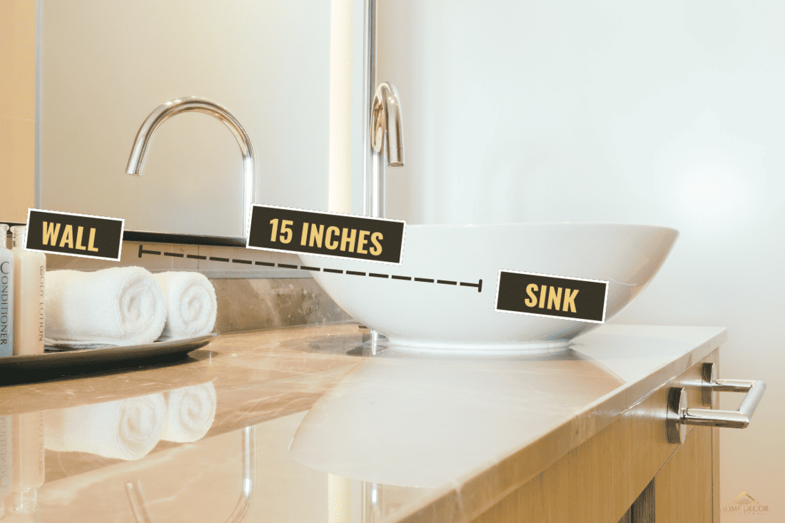 Beautiful luxury sink decoration in bathroom interior for background - Vintage Light filter. - How Far Should A Bathroom Sink