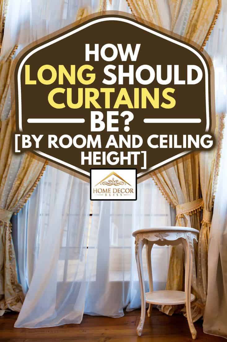 Interior of luxury vintage bedroom with elegant curtain design, How Long Should Curtains Be? [By Room and Ceiling Height]
