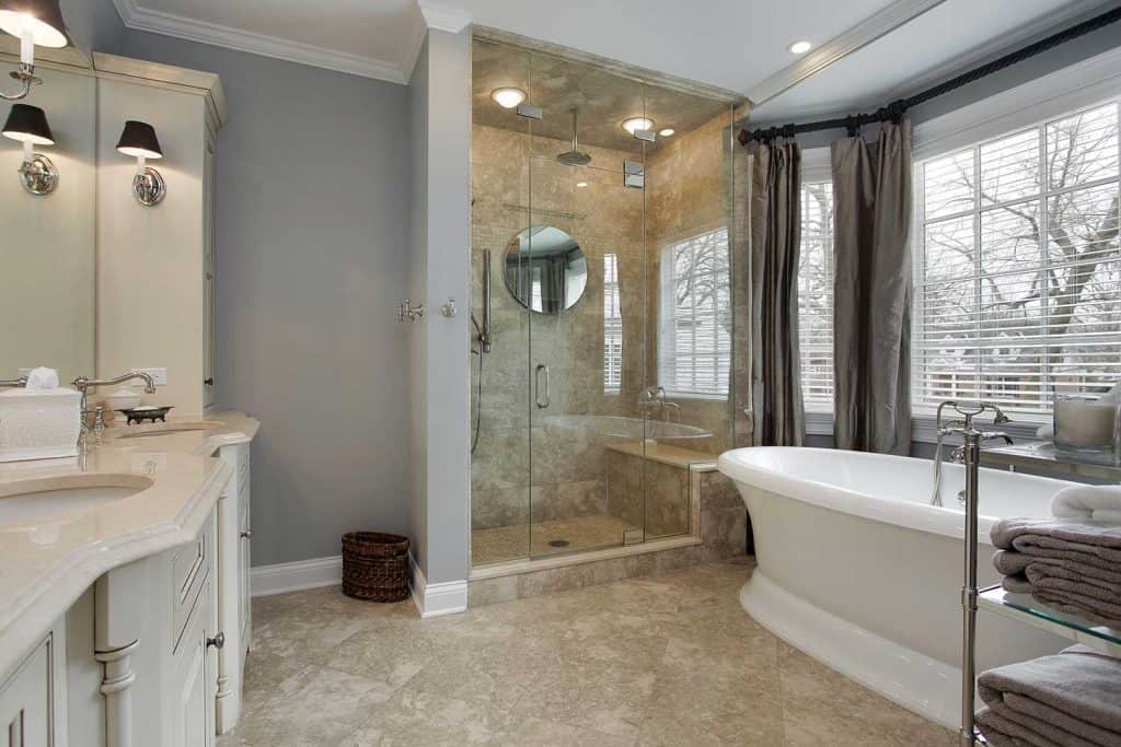 Master bathroom with glass shower