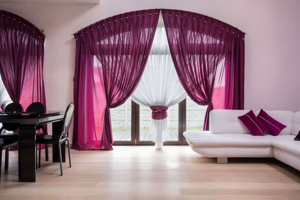 Rose curtains in modern interior
