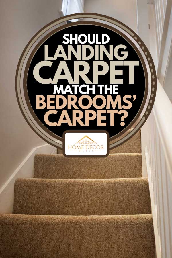 Stairs with stair carpet inside a modern house, Should Landing Carpet Match The Bedrooms' Carpet?