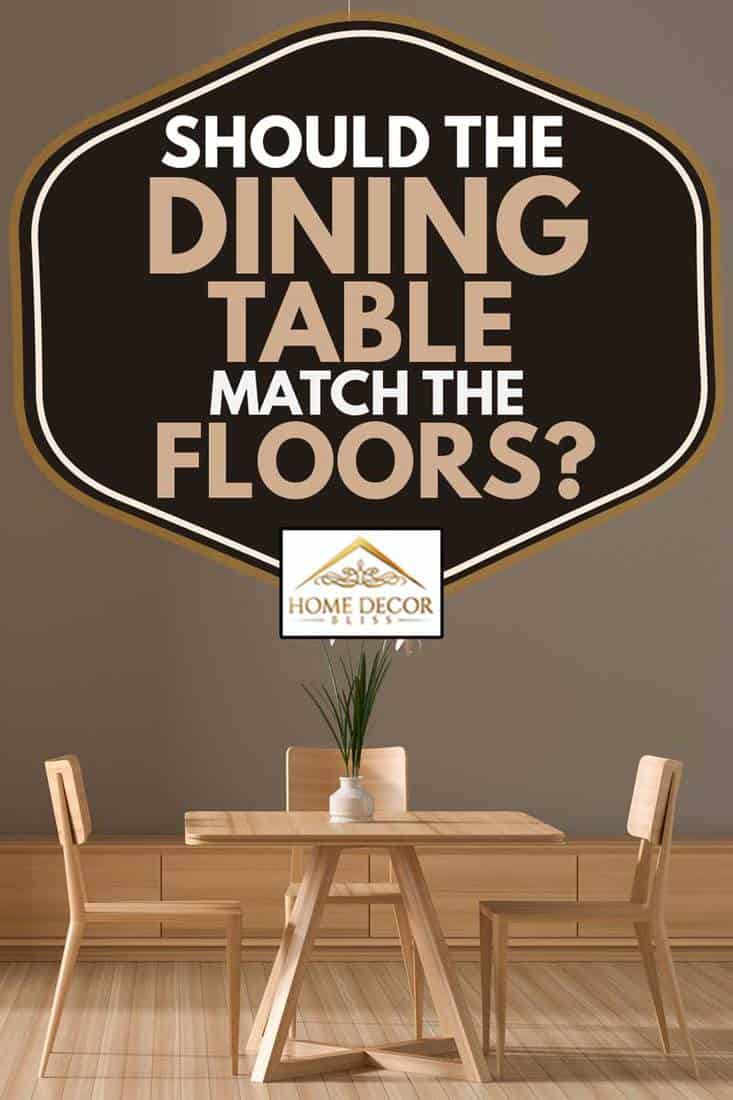 Spacieuse salle à manger moderne avec chaises et table en bois, la table à manger doit-elle correspondre aux sols ?