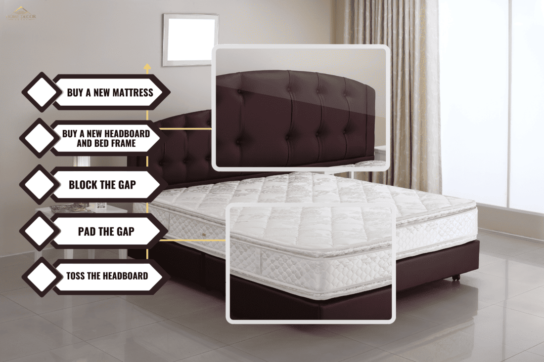 The mattress and bed set in the bedroom atmosphere. - How to Fill the Gap Between Headboard and Mattress