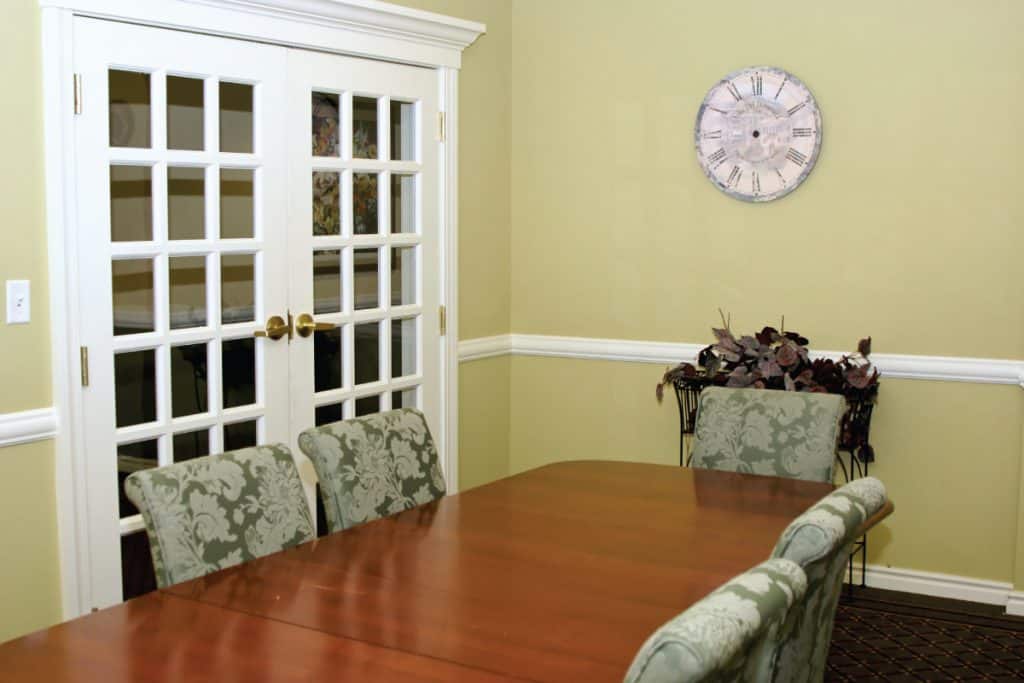 Conference room with a French door entrance