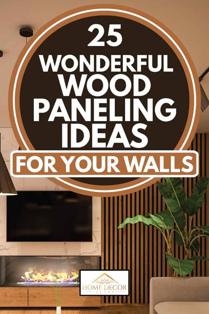 modern living room with accented wooden wall panels, 25 Wonderful Wood Paneling Ideas for Your Walls