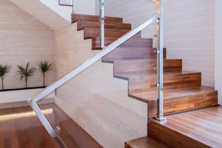 Stylish staircase in bright house interior, How Long is a Flight of Stairs (Inc. For 8 and 10 Ft Ceilings)