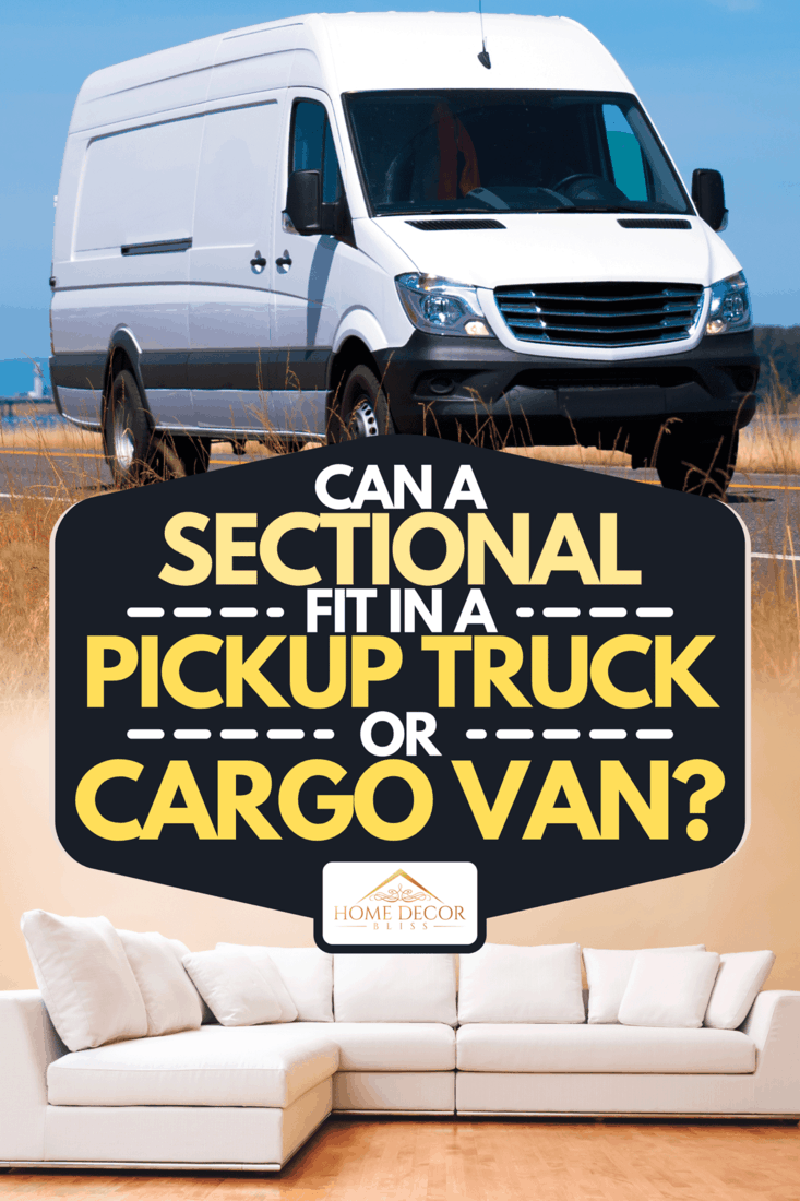 A collage of sectional sofa and a cargo van on the road, Can A Sectional Fit In A Pickup Truck Or Cargo Van?