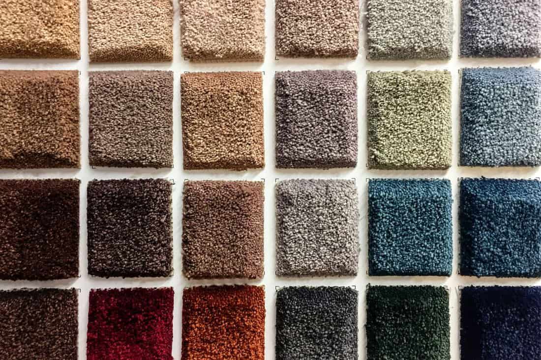 Colorful samples of a carpet covering.