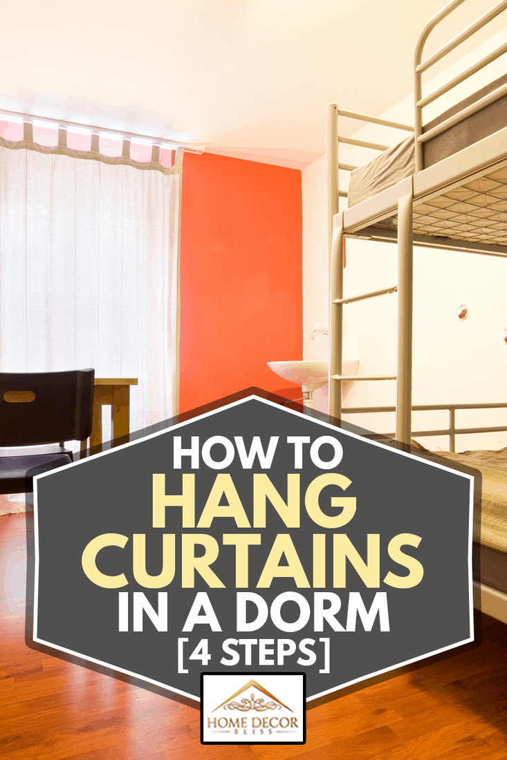 dorm room with bunk bed and hanging curtains, How To Hang Curtains In A Dorm [4 Steps]