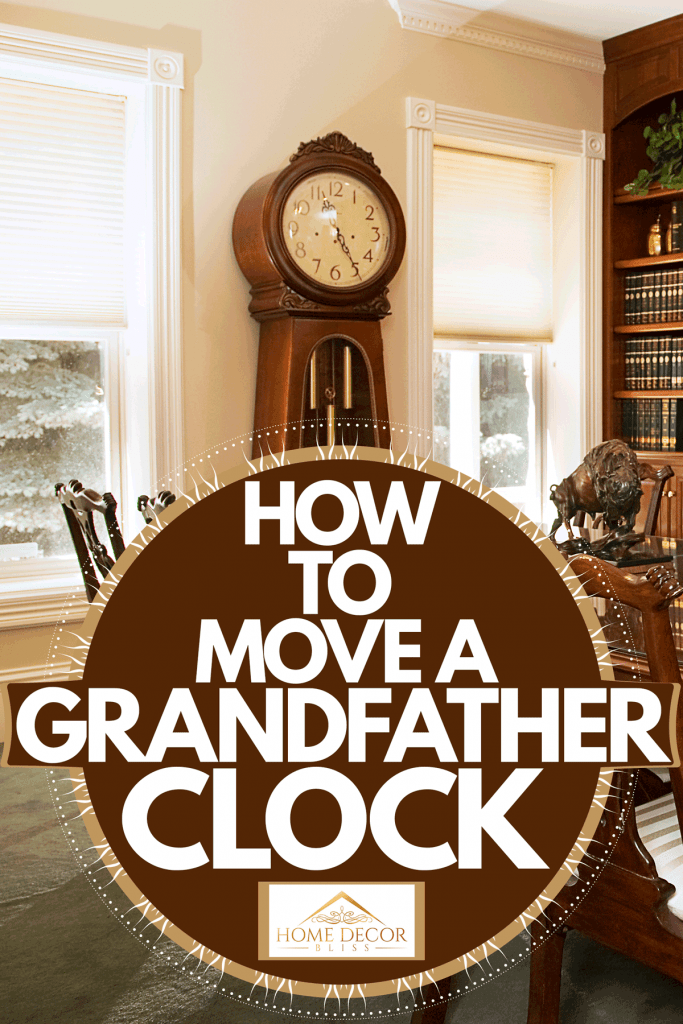 Une cuisine de style victorien avec une unité murale en bois, une salle à manger en bois et une magnifique horloge grand-père, Comment déplacer une horloge grand-père