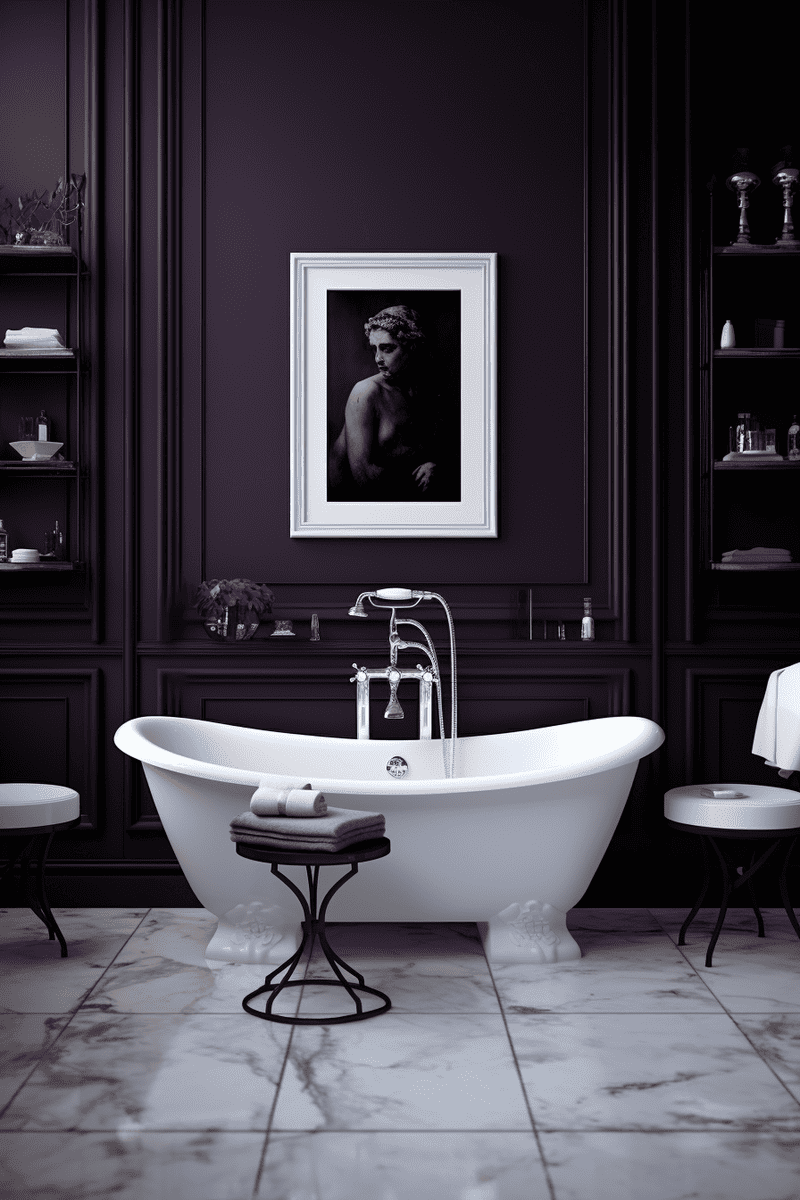  a gothic bathroom with undeniably attractive white marble floors and a freestanding white tub