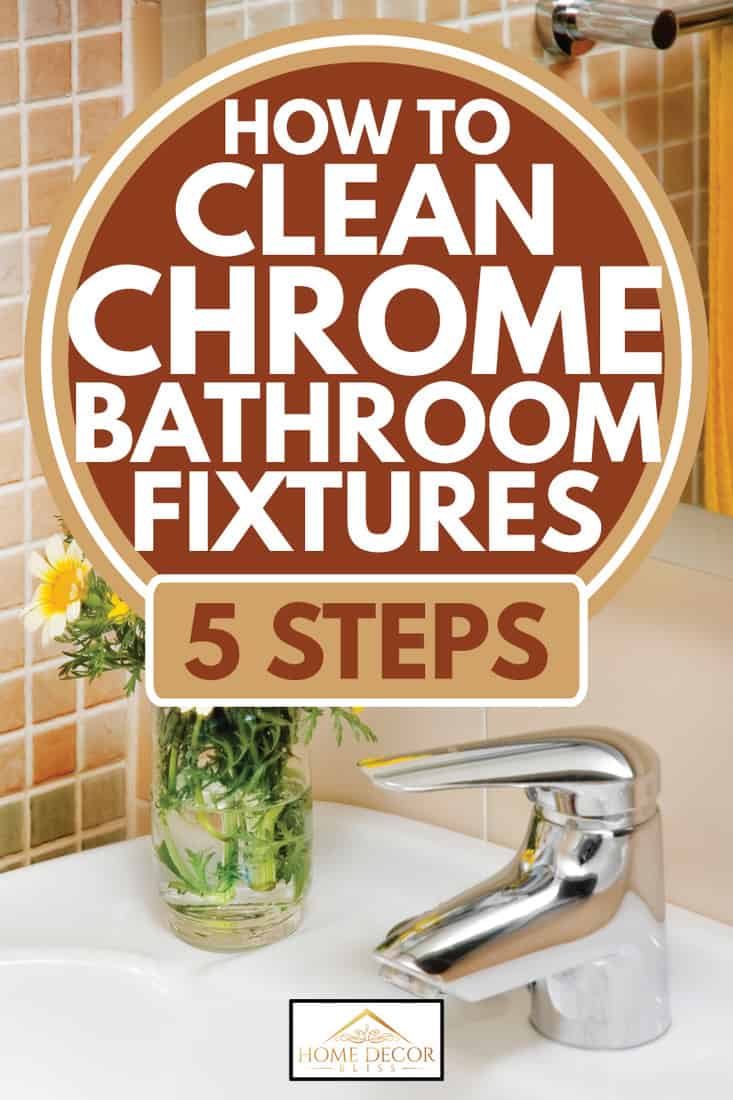 bathroom sink with chrome faucet and flowers, How To Clean Chrome Bathroom Fixtures [5 Steps]