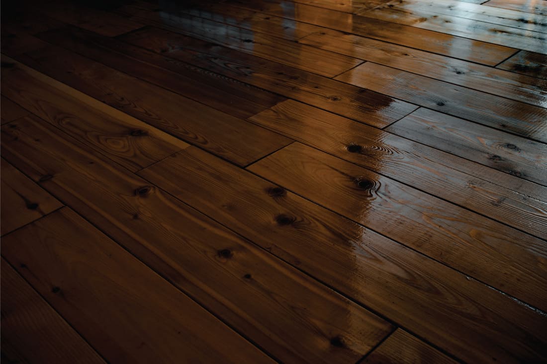 Dark varnished wooden floor