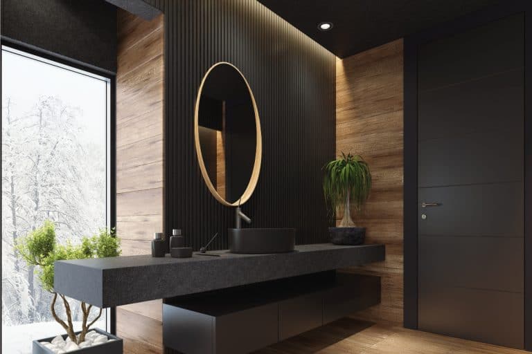 Luxury villa minimalist black bathroom with matching faucet and doorknob, Should Bathroom Faucets Match Doorknobs?