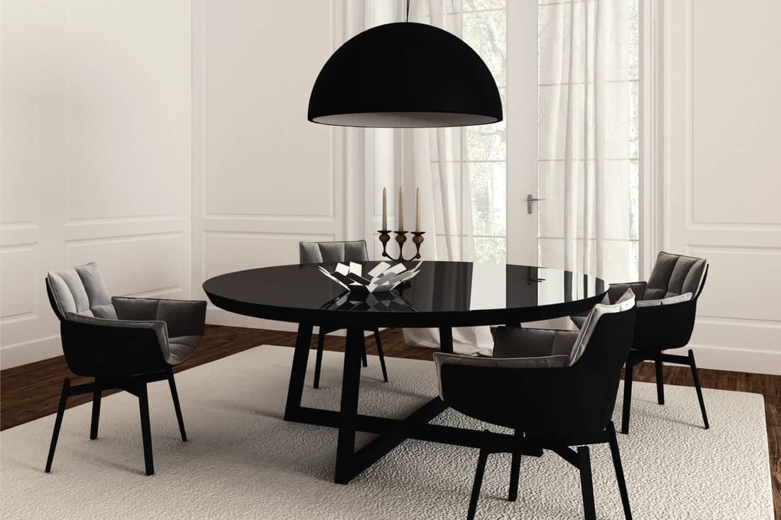 Modern dining room, black dining table and chair set