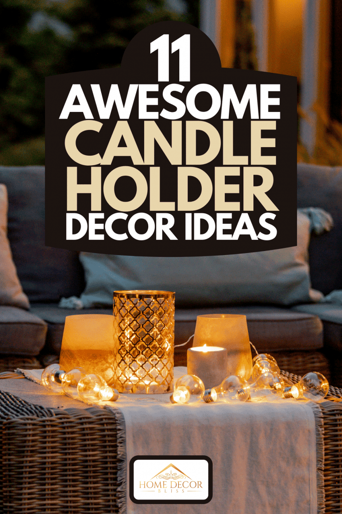 Chaude nuit d'été dans le jardin avec des meubles à la mode, des lumières, des lanternes et des bougies, 11 superbes idées de décoration de bougeoirs