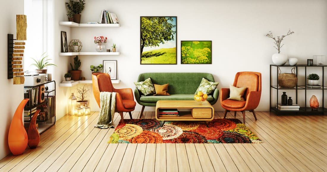 70s style living room interior design