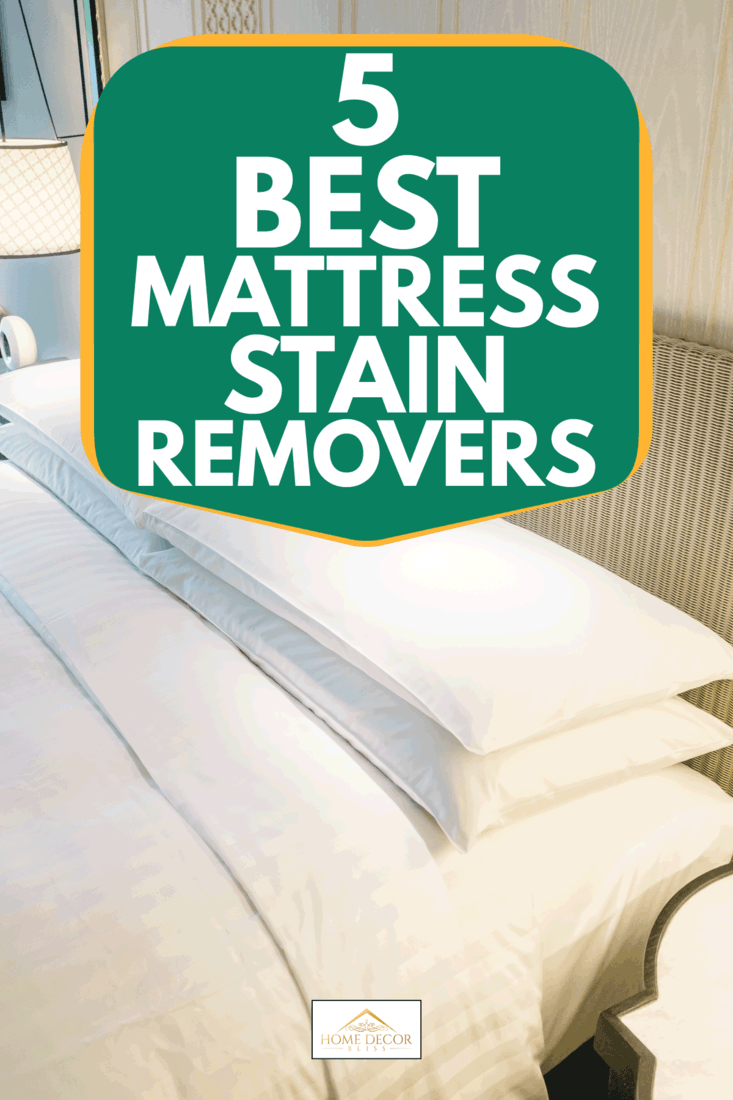 Beautiful luxury white pillows on white mattress bed, 5 Best Mattress Stain Removers