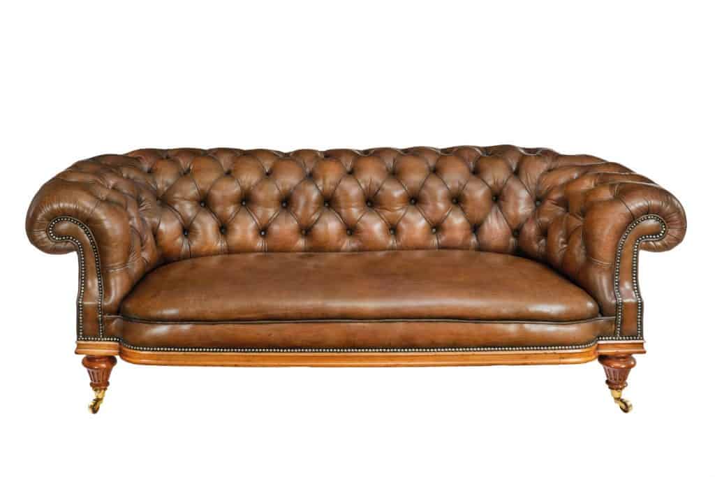 Classic brown leather sofa isolated on white