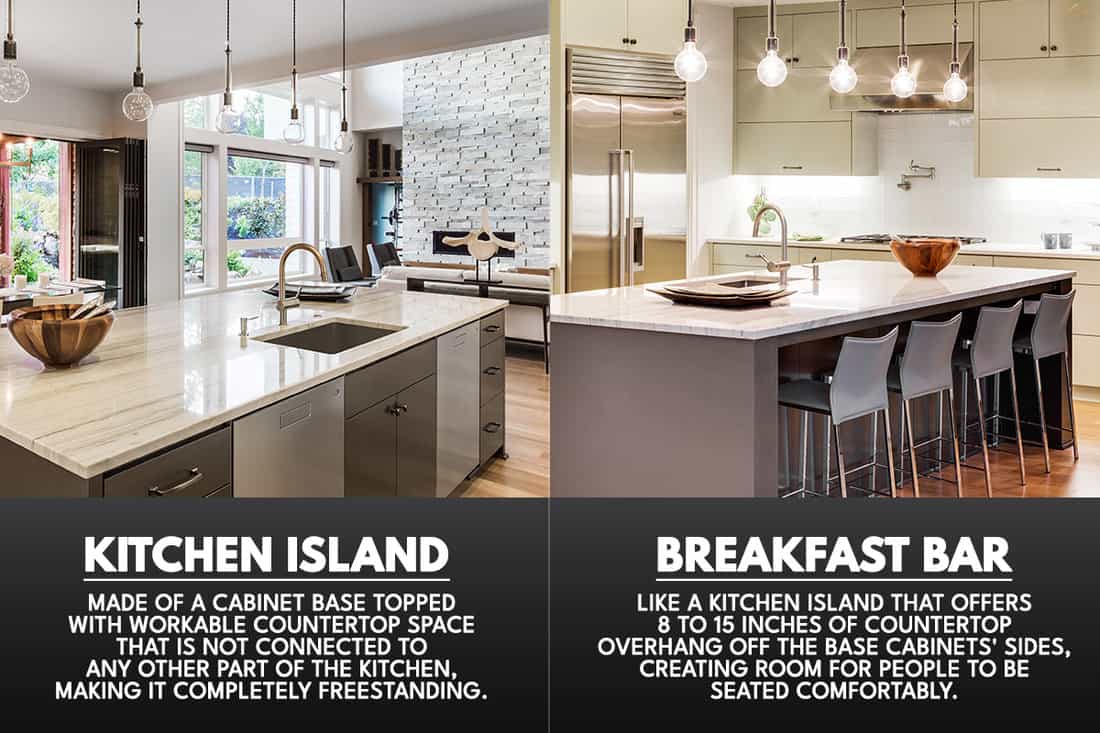 Comparison between kitchen island and breakfast bar, Kitchen Island Vs Breakfast Bar - Which Is Better?