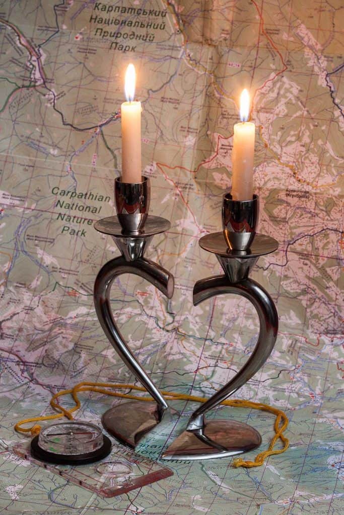 Heart shaped candle lights
