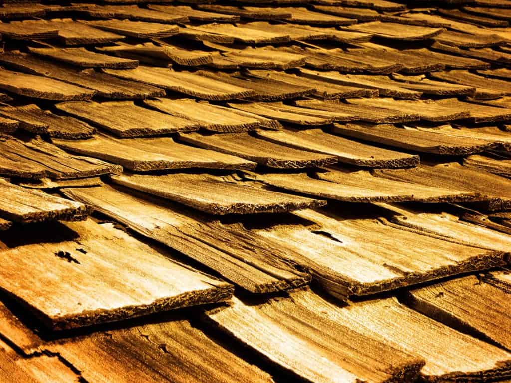 Old wood shingles on top of house