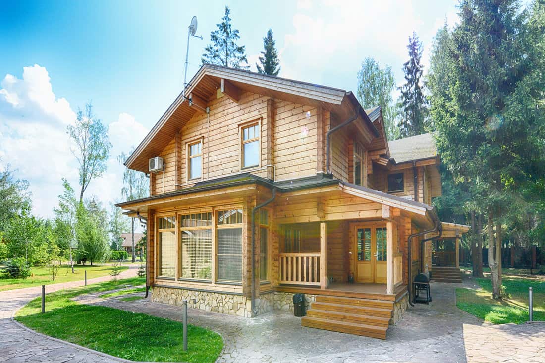Russia, Moscow region, wooden house in the cottage