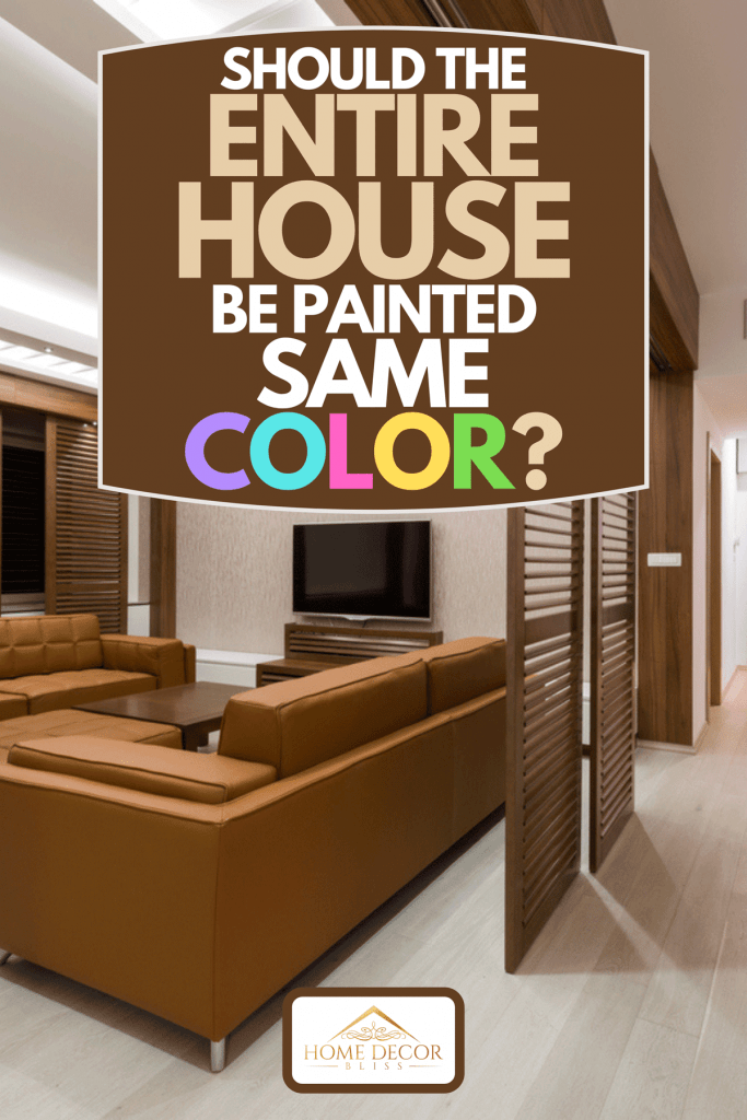Un salon de maison moderne avec couloir, toute la maison doit-elle être peinte de la même couleur ?