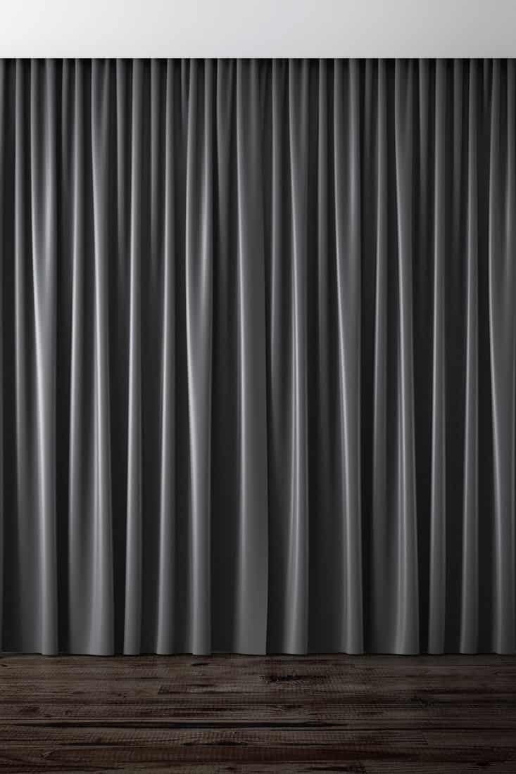 black curtains in an apartment
