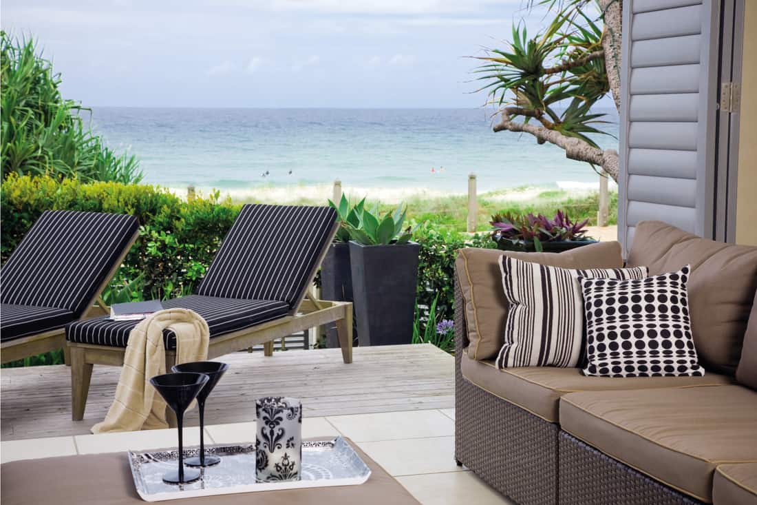 chaise lounge in your outdoor living room facing the sea