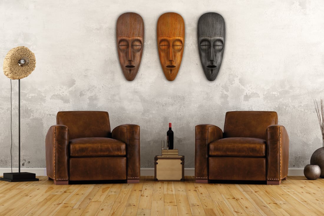 Ethnic style room with traditional leather seats