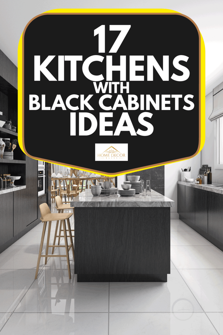 Cuisine de style industriel avec coin repas en bois noir, 17 idées de cuisines avec armoires noires