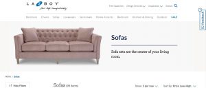 La-Z-Boy website couch product page