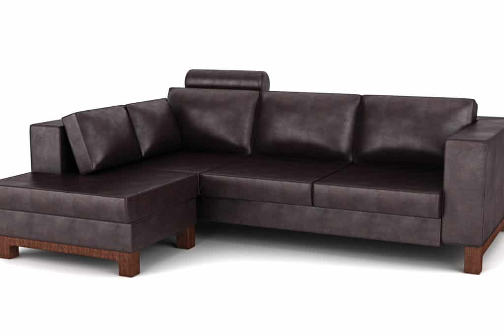 Modern transitional dark brown leather couch