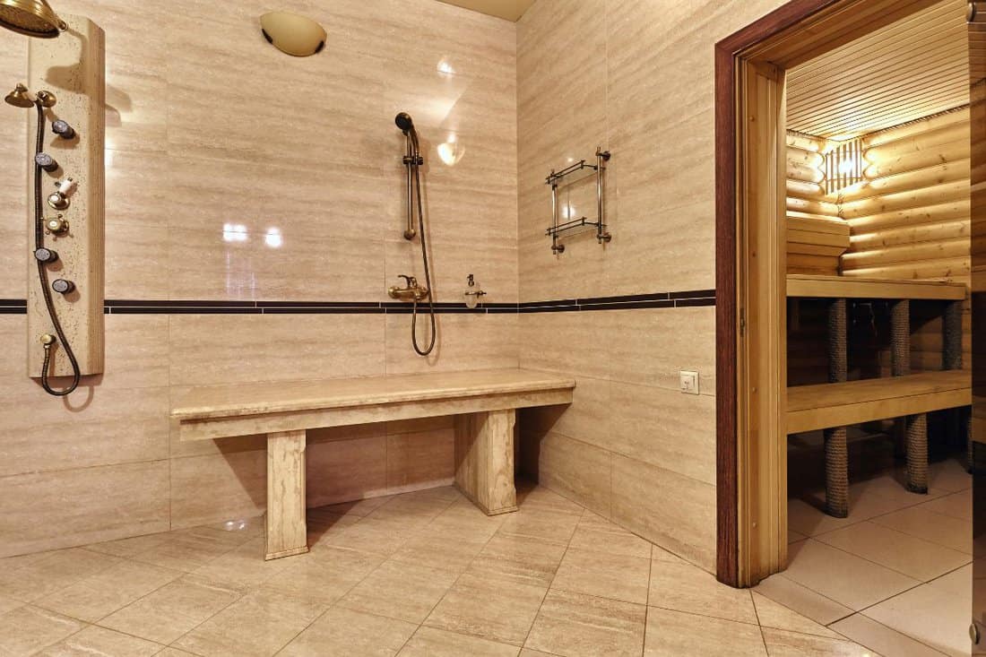 sauna with a beautiful interior