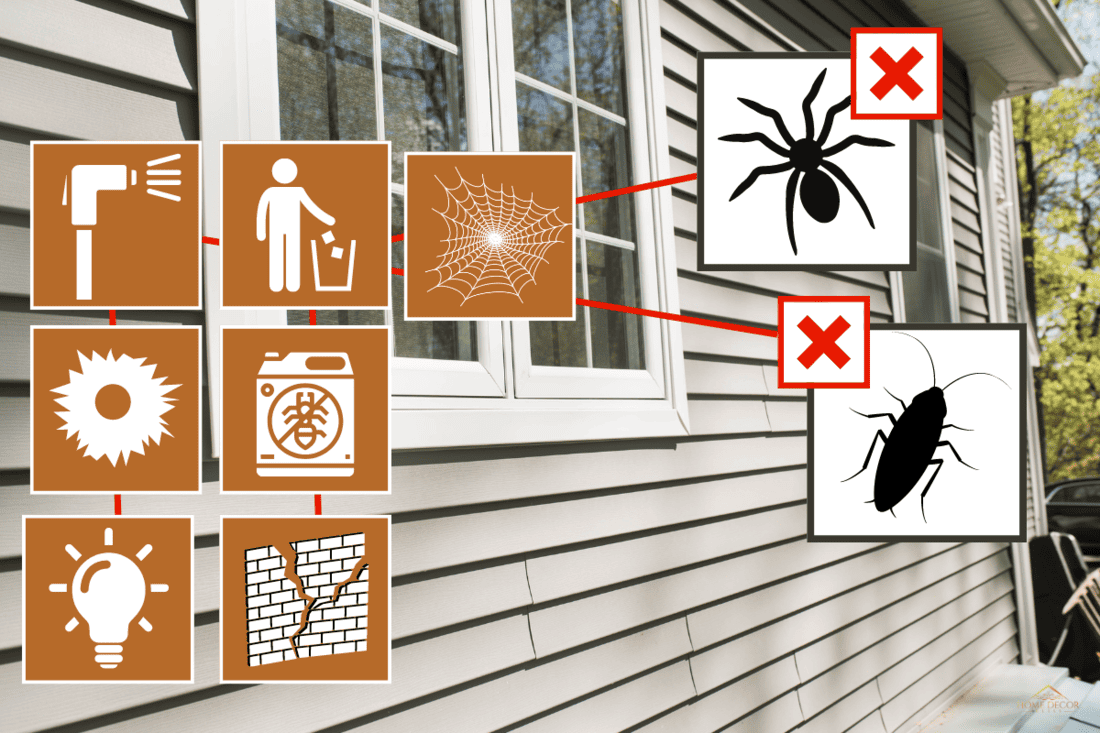 vinyl siding on house with window frames. - How To Keep Spiders And Other Bugs Off Vinyl Siding