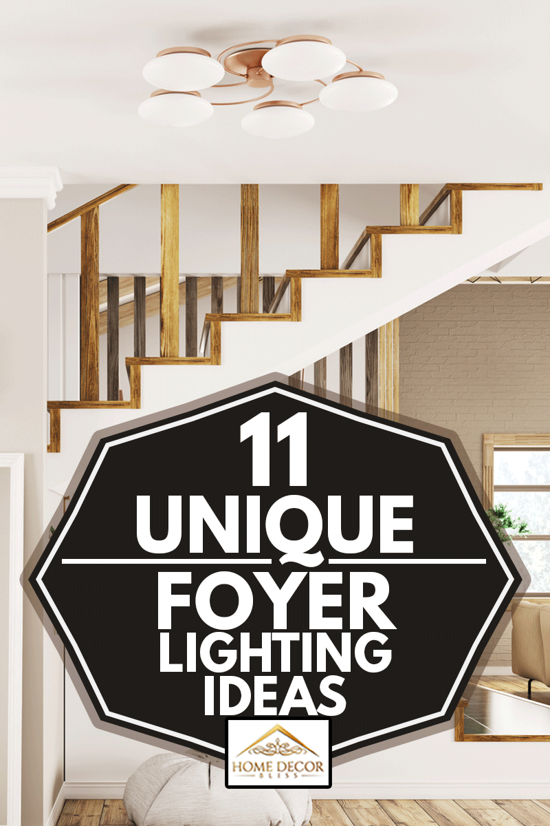 Modern interior design of house, hall, living room with staircase, 11 Unique Foyer Lighting Ideas