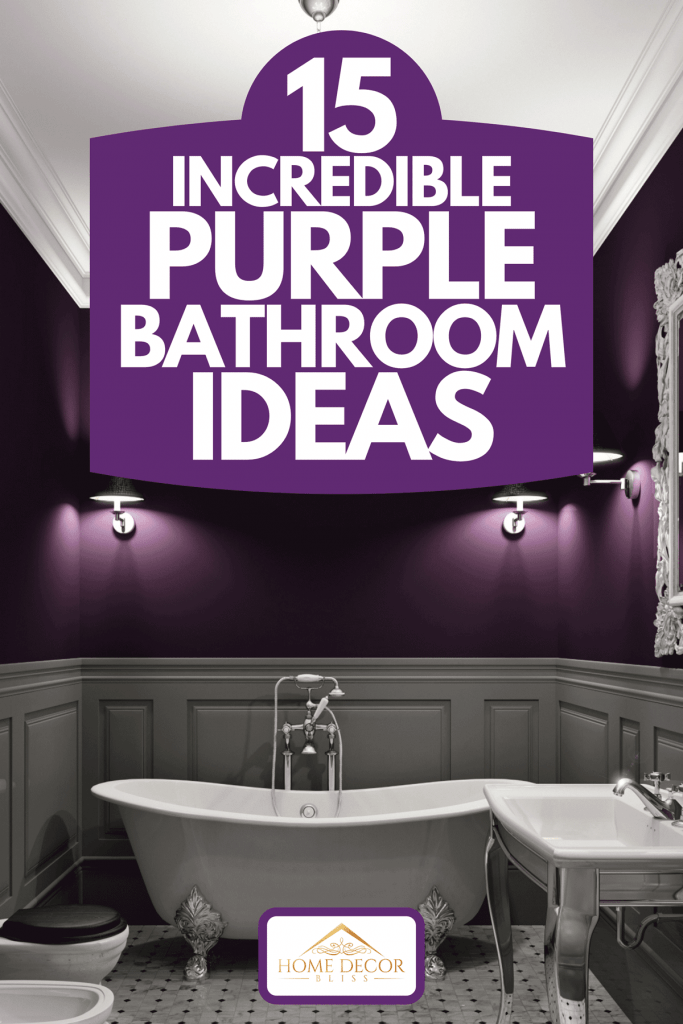 Intérieur de salle de bain de luxe dans un ton violet foncé, 15 idées de salle de bain violettes incroyables