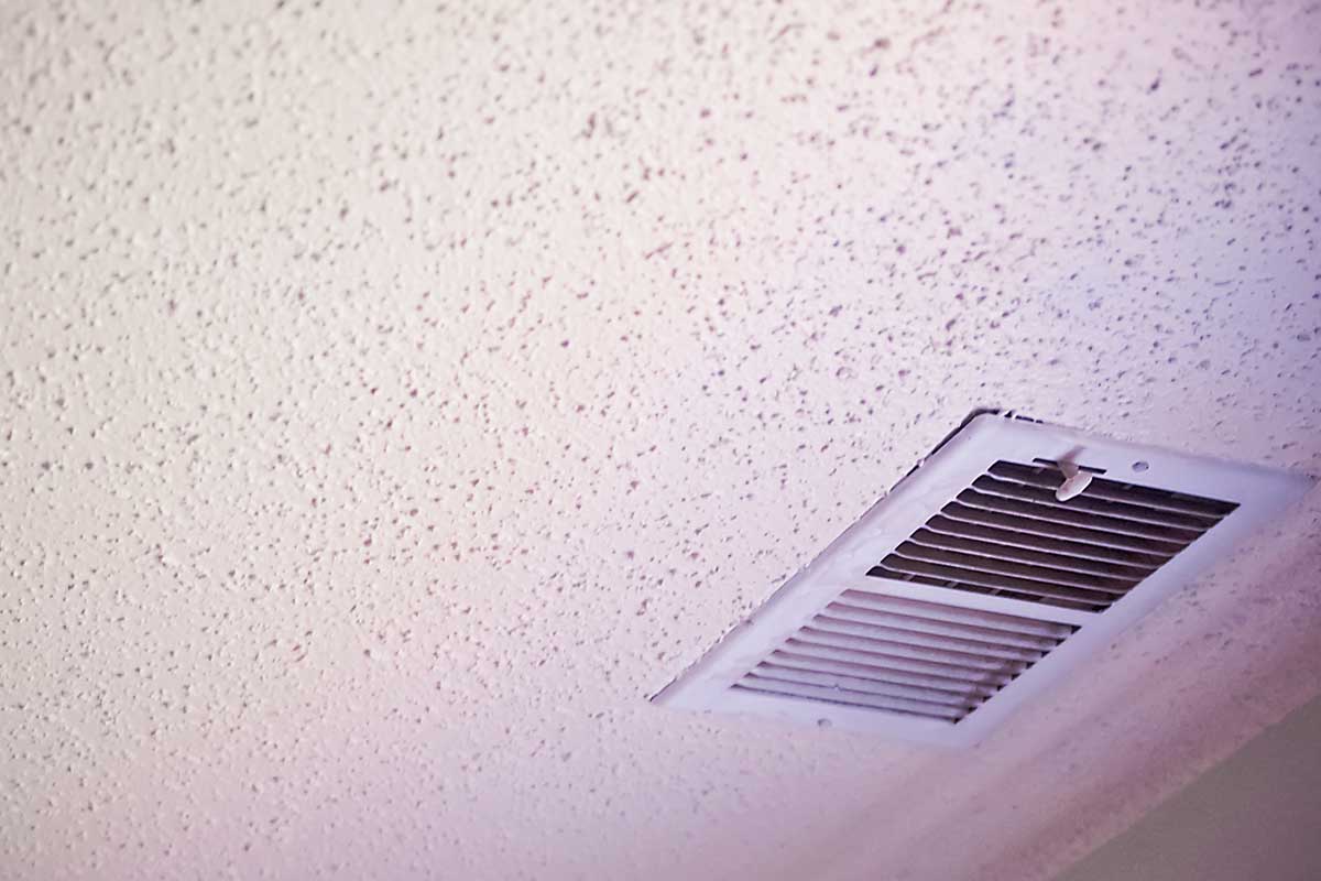 Popcorn ceiling with a heating or cooling vent, How To Clean A Popcorn Ceiling - Everything You Need To Know