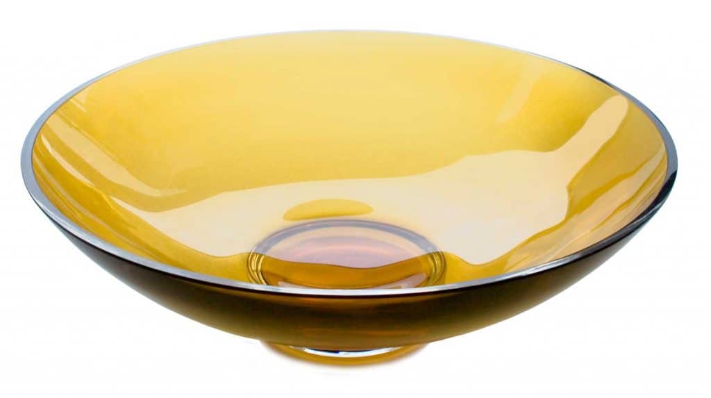 Amber colored glass bowl