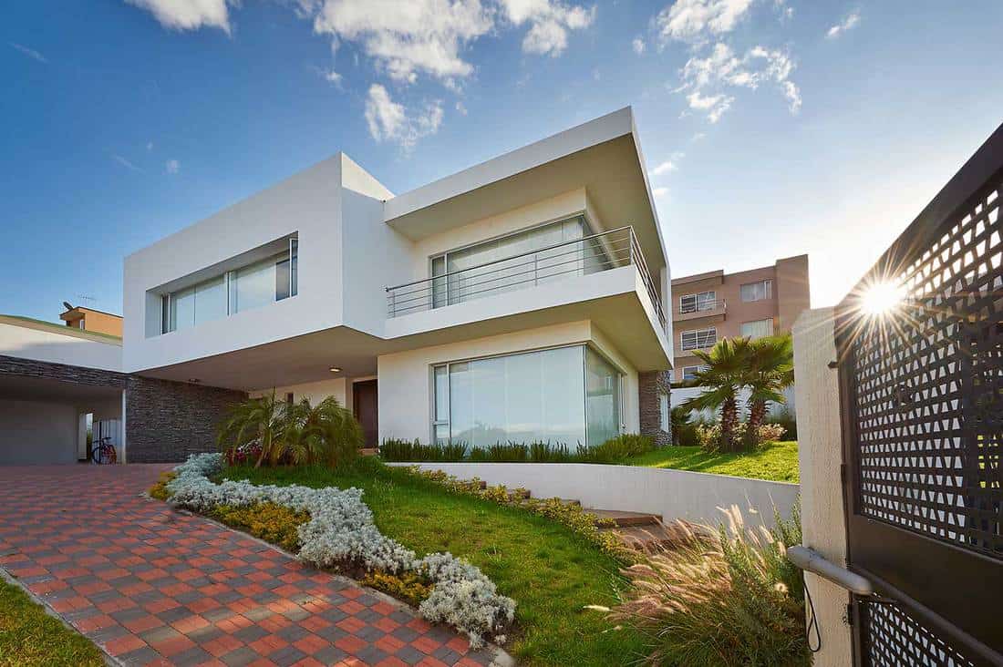 Big modern two story house with balcony